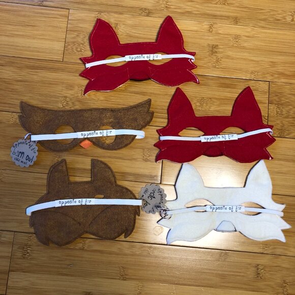 5 Woodland Animals Handmade Soft Felt Children's Masks Halloween Lot Costume - Picture 5 of 11